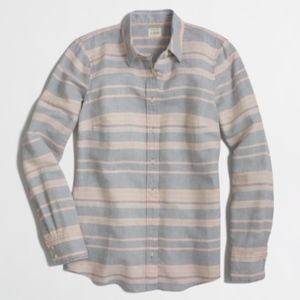 J. CREW Striped Linen/Cotton Button-Down Shirt S